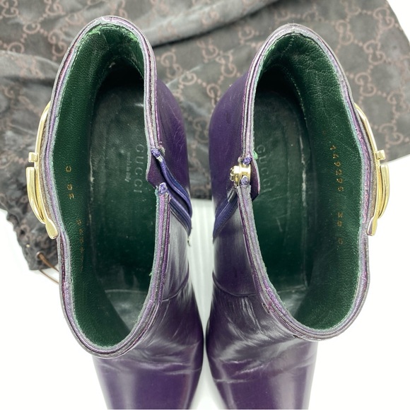 Gucci size 8 / 38 Purple Ankle Booties with Gold Hardware - Picture 8 of 11
